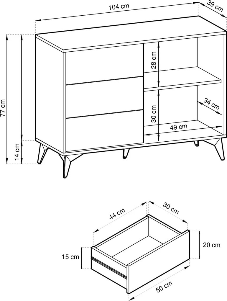 Komoda DIAMANTE 104 cm do Salonu Sypialni Czarny