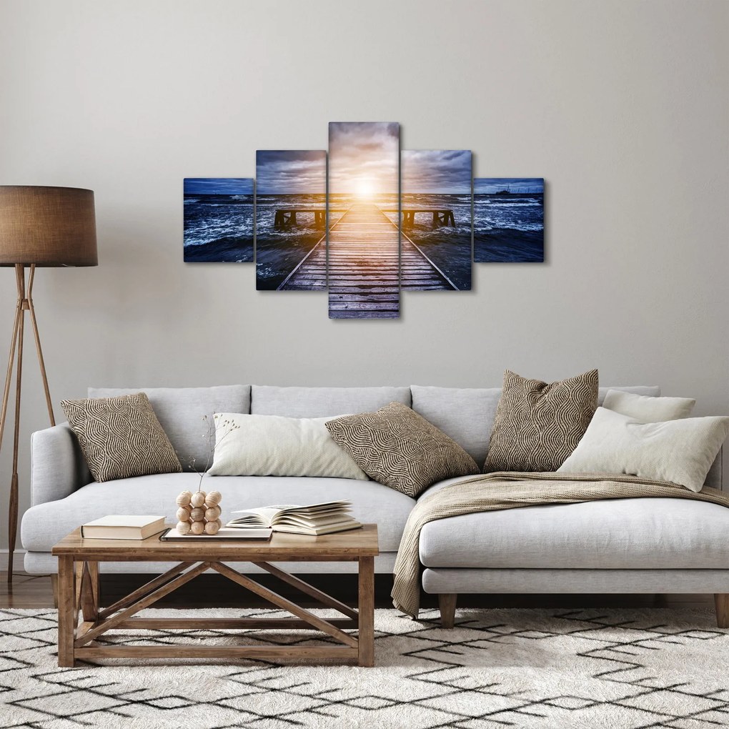 Obraz molo ze słońcem (125x70 cm)