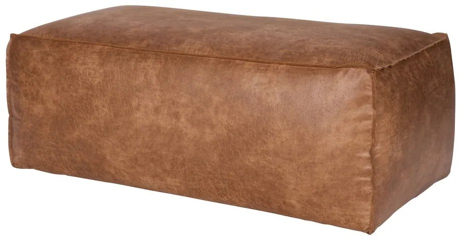 Brązowy puf z obiciem ze skóry z recyklingu BePureHome Rodeo