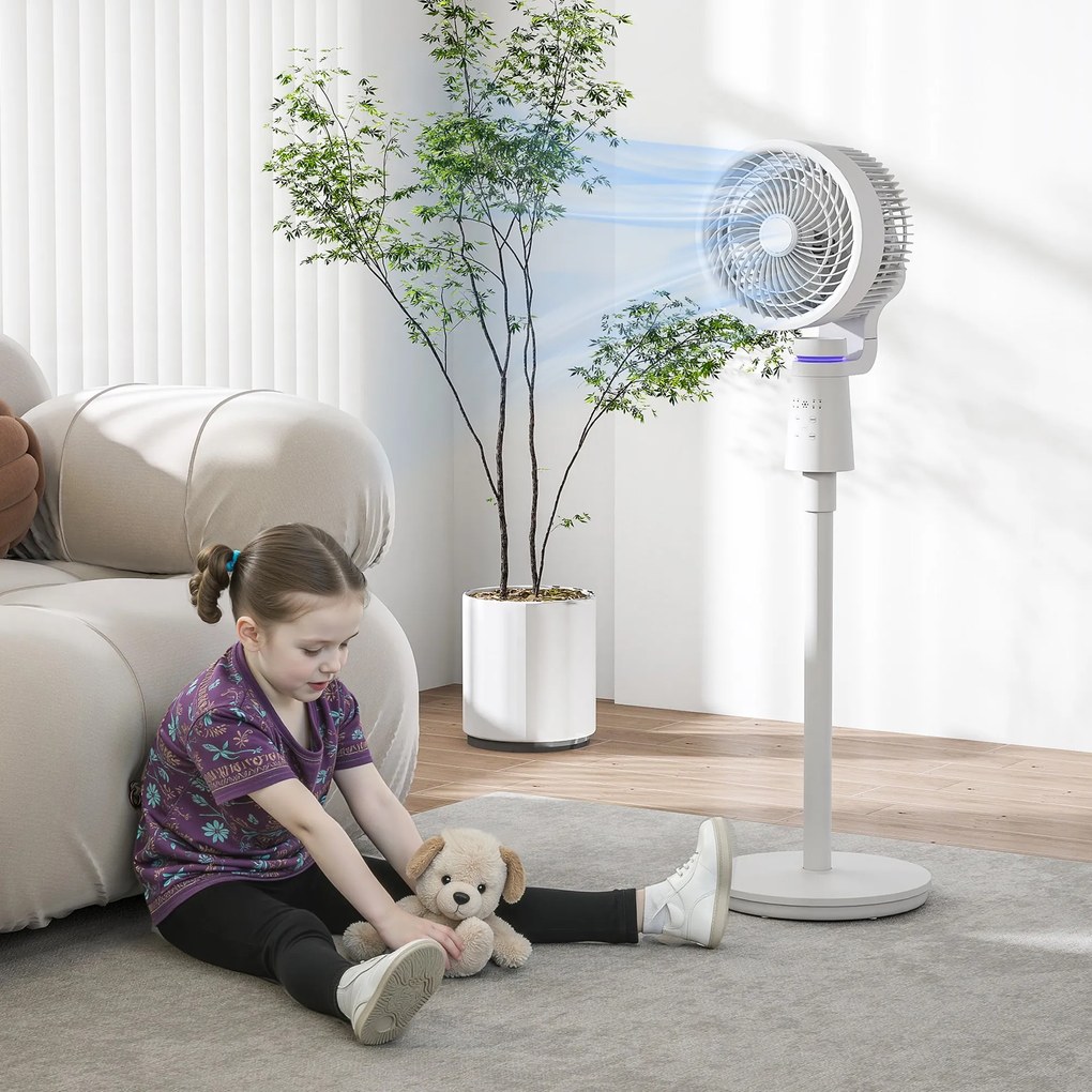HOMCOM Wentylator stojący cyrkulator powietrza z 3 prędkościami, pilotem, timerem i oscylacją 70°+90° | Aosom PL