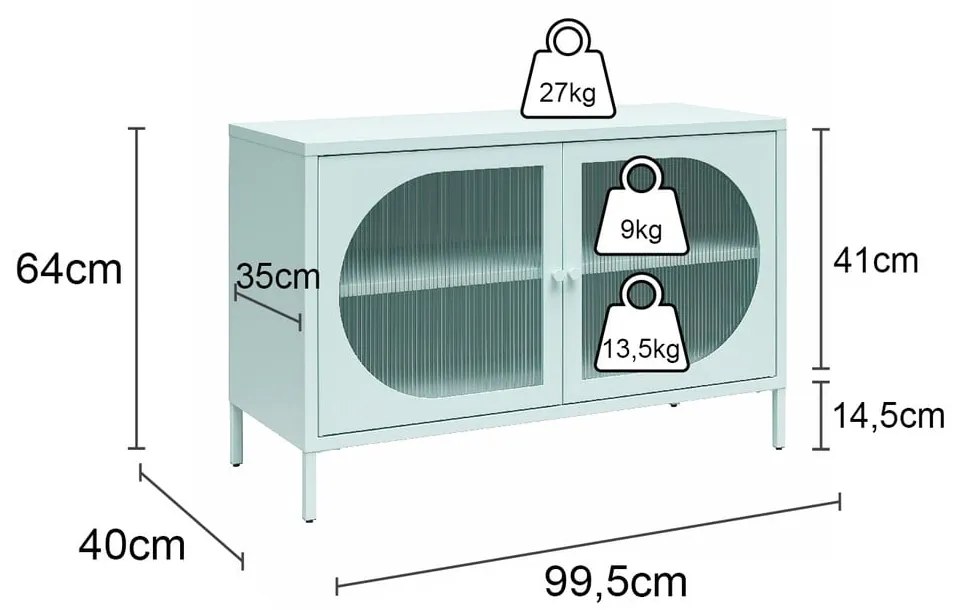 Kremowa metalowa witryna 100x64x40 cm Luna – Støraa