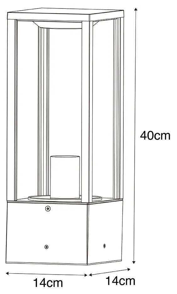 Zewnetrzna Inteligentna stojąca lampa zewnętrzna czarna z żebrowanym szkłem 40 cm w tym Wifi A60 - Charlois Nowoczesny Oswietlenie zewnetrzne