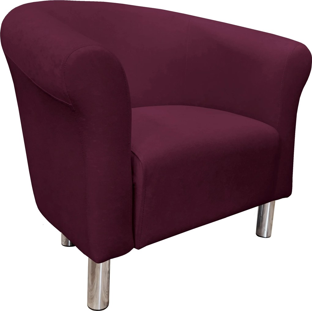 Fotel Milo tkanina Mikrofaza stylowy fotel do salonu i sypialni : Kolor nogi - Chrom, Kolor tkaniny - 11 MIKROFAZA, Wysokość nogi - 15 cm