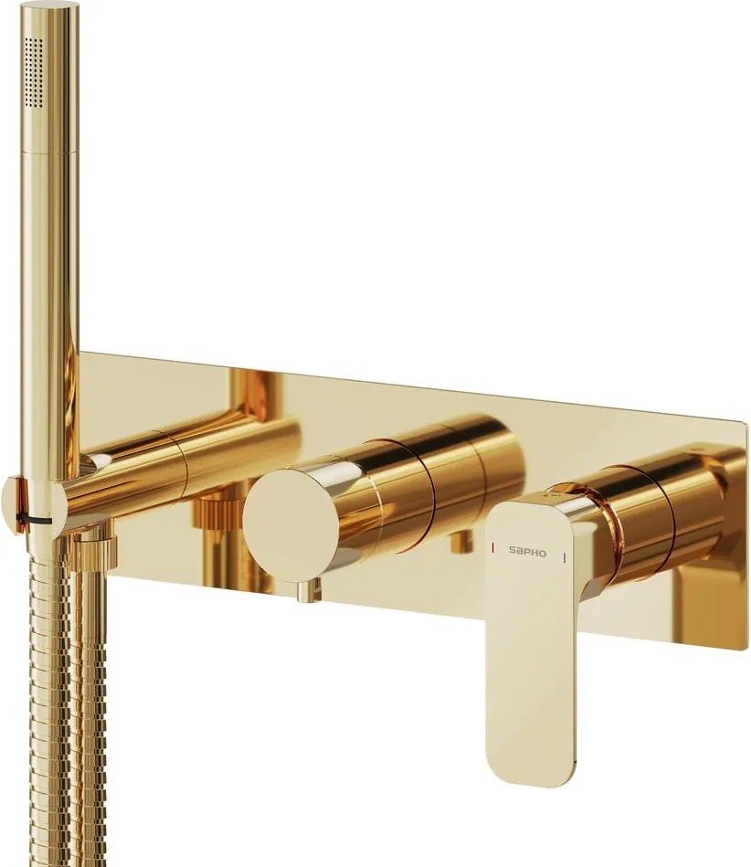 Bateria prysznicowa podtynkowa w kolorze złota (2 otwory) Spy – Sapho