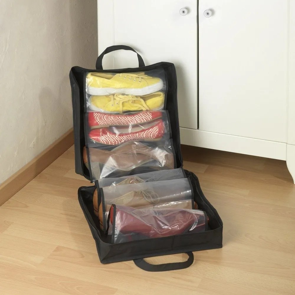 Torba podróżna na buty, organizer na 6 par, DEEP BLACK,  WENKO