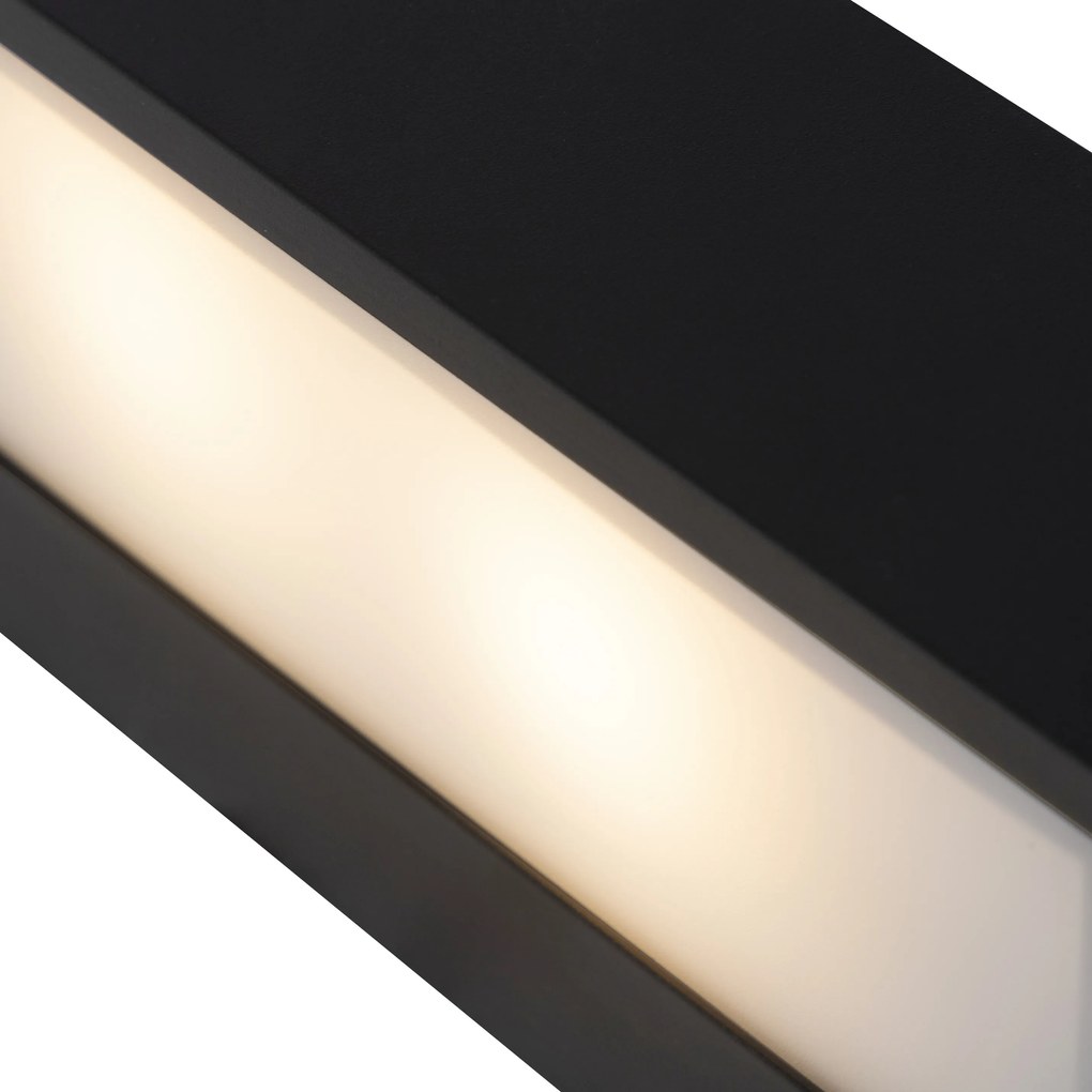 Designerska prostokątna lampa ścienna czarna 25cm - HouxDesignerski Oswietlenie wewnetrzne