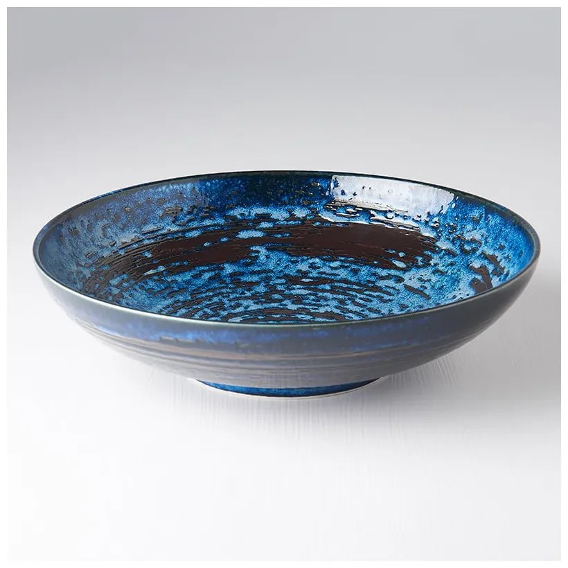 Niebieska ceramiczna miska do serwowania MIJ Copper Swirl, ø 28 cm