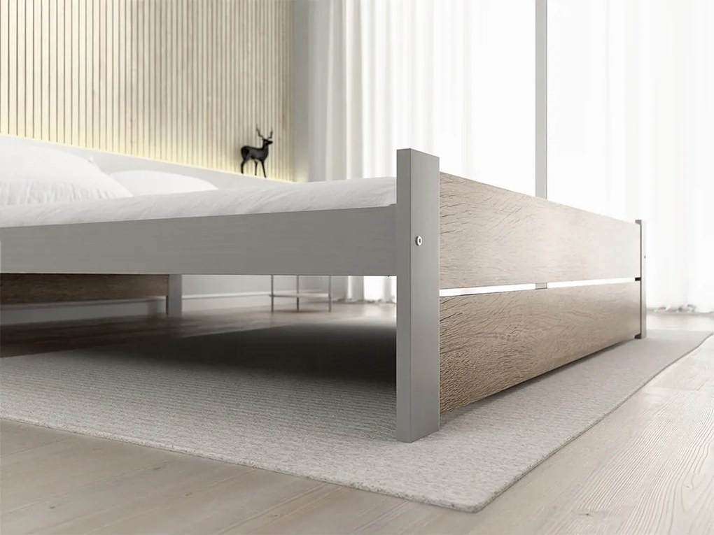 Łóżko IKAROS DOUBLE 120 x 200 cm, dąb sonoma/szary Stelaż: Bez stelaża, Materac: Materac Coco Maxi 20 cm