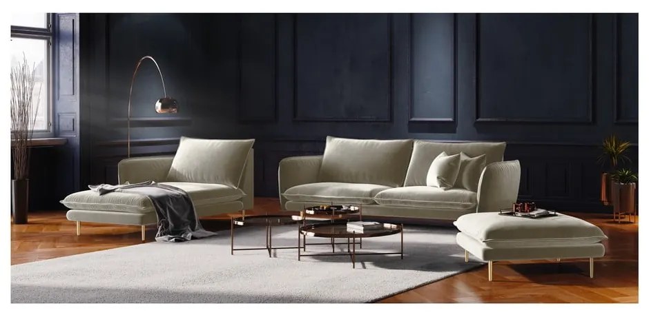 Beżowa aksamitna sofa Cosmopolitan Design Florence, 160 cm