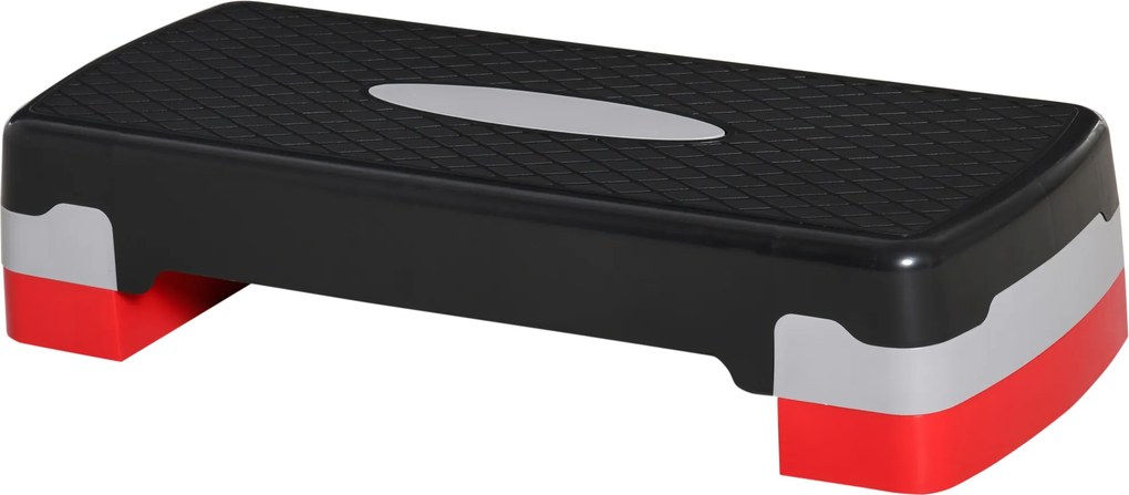 HOMCOM Stepper treningowy 2-stopniowa regulacja wysokości do użytku domowego i biurowego Czarny+Szary+Czerwony 68x29x15 cm