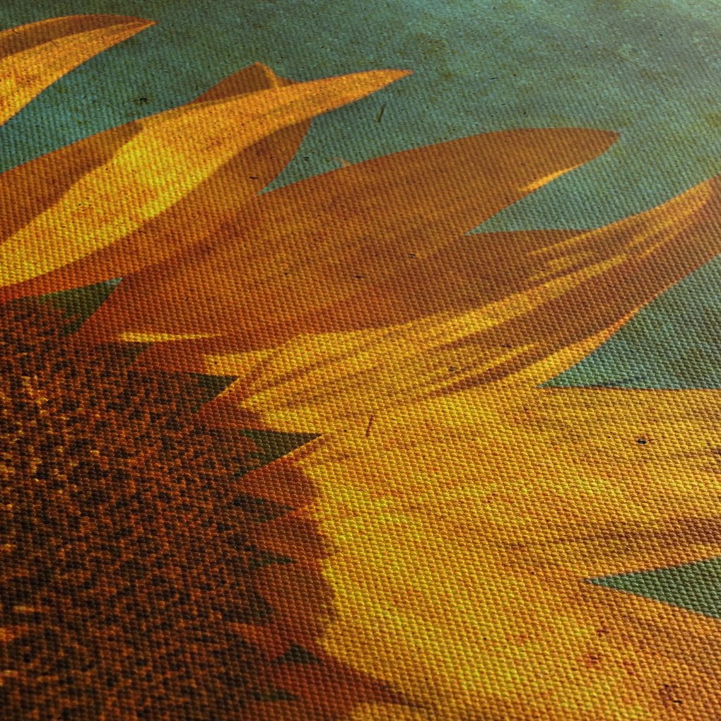 Obraz - Słonecznik (z zegarem) (90x30 cm)