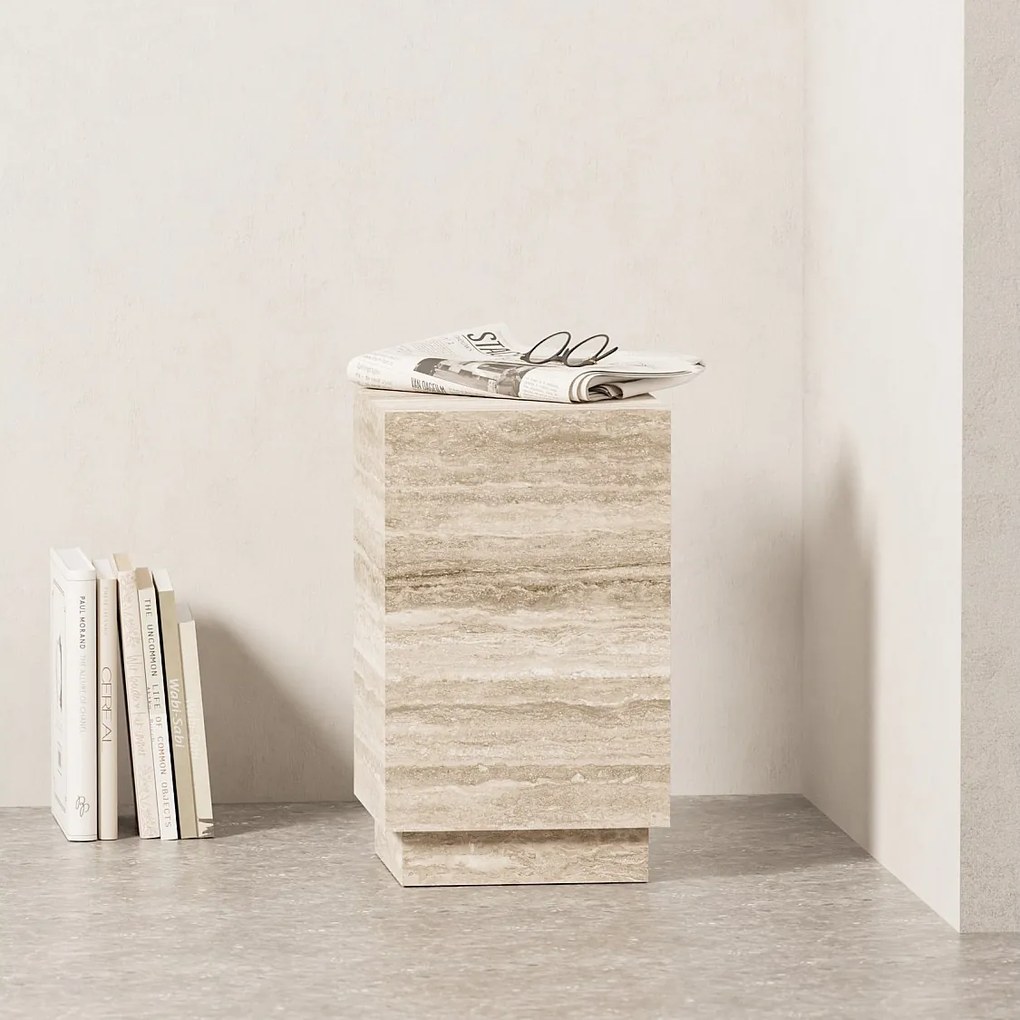 Stolik pomocniczy z trawertynu – beżowy – Heron Tall