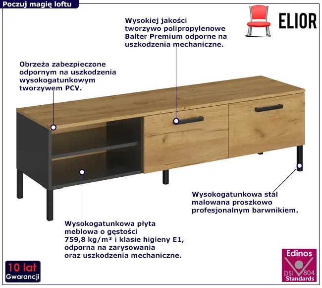 Loftowa nowoczesna szafka pod telewizor - Vinos 11X