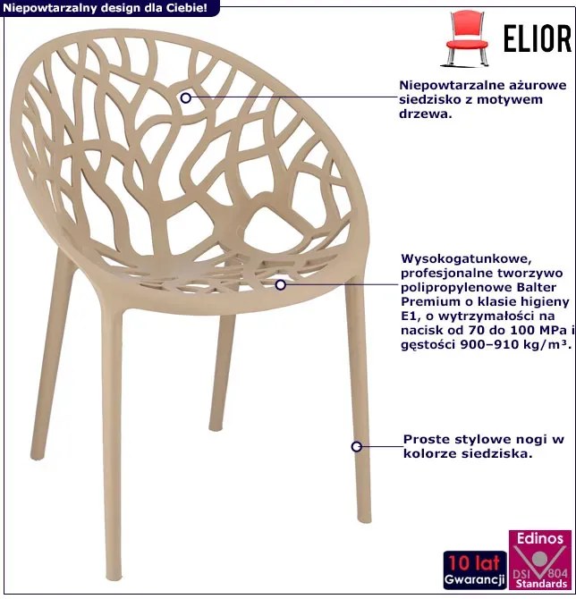 Beżowe nowoczesne krzesło ażurowe D9-T53