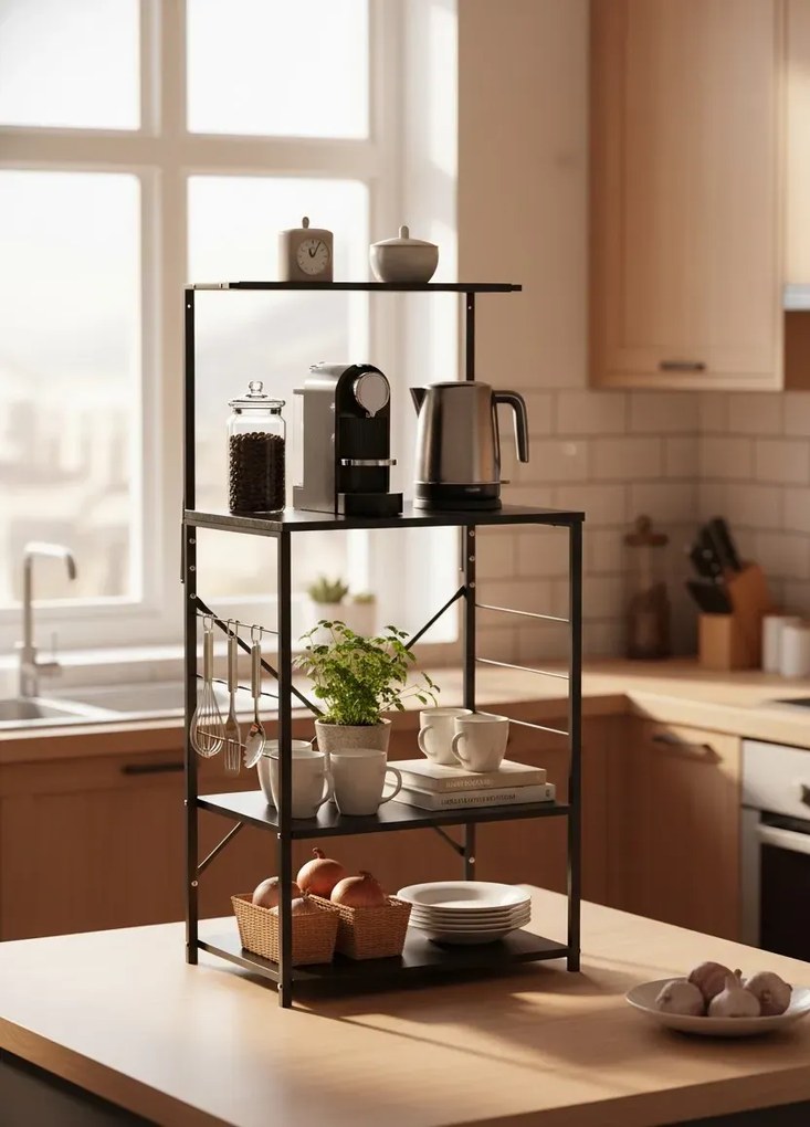 Regał Na Czarny Nowoczesny Blat Kuchenny E2-W78