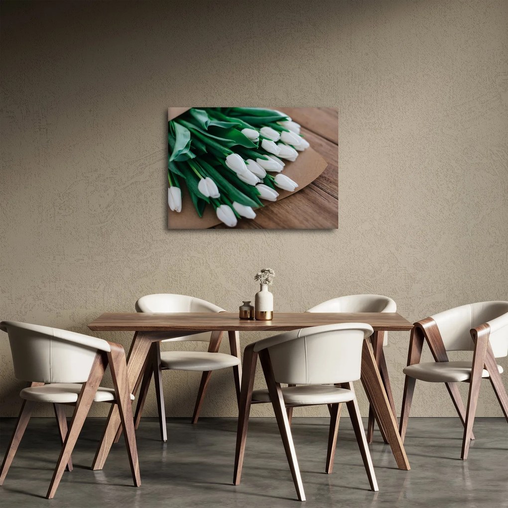 Obraz bukietu białych tulipanów (70x50 cm)