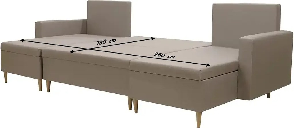 Narożnik U z funkcją spania KEN Jasny brąz