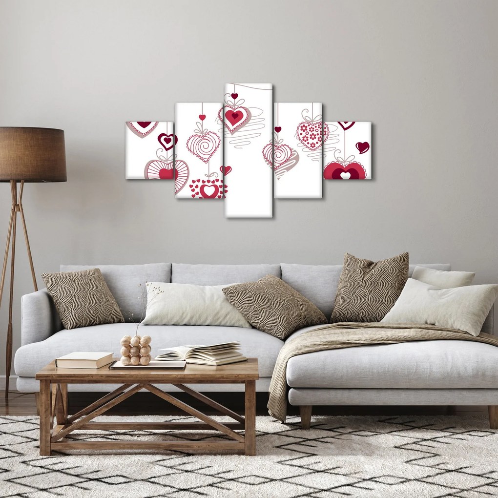 Obraz malowanych serc (125x70 cm)