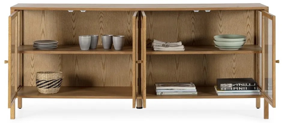 Witryna w dekorze dębu w naturalnym kolorze 180x80x40 cm Ceci – MOME