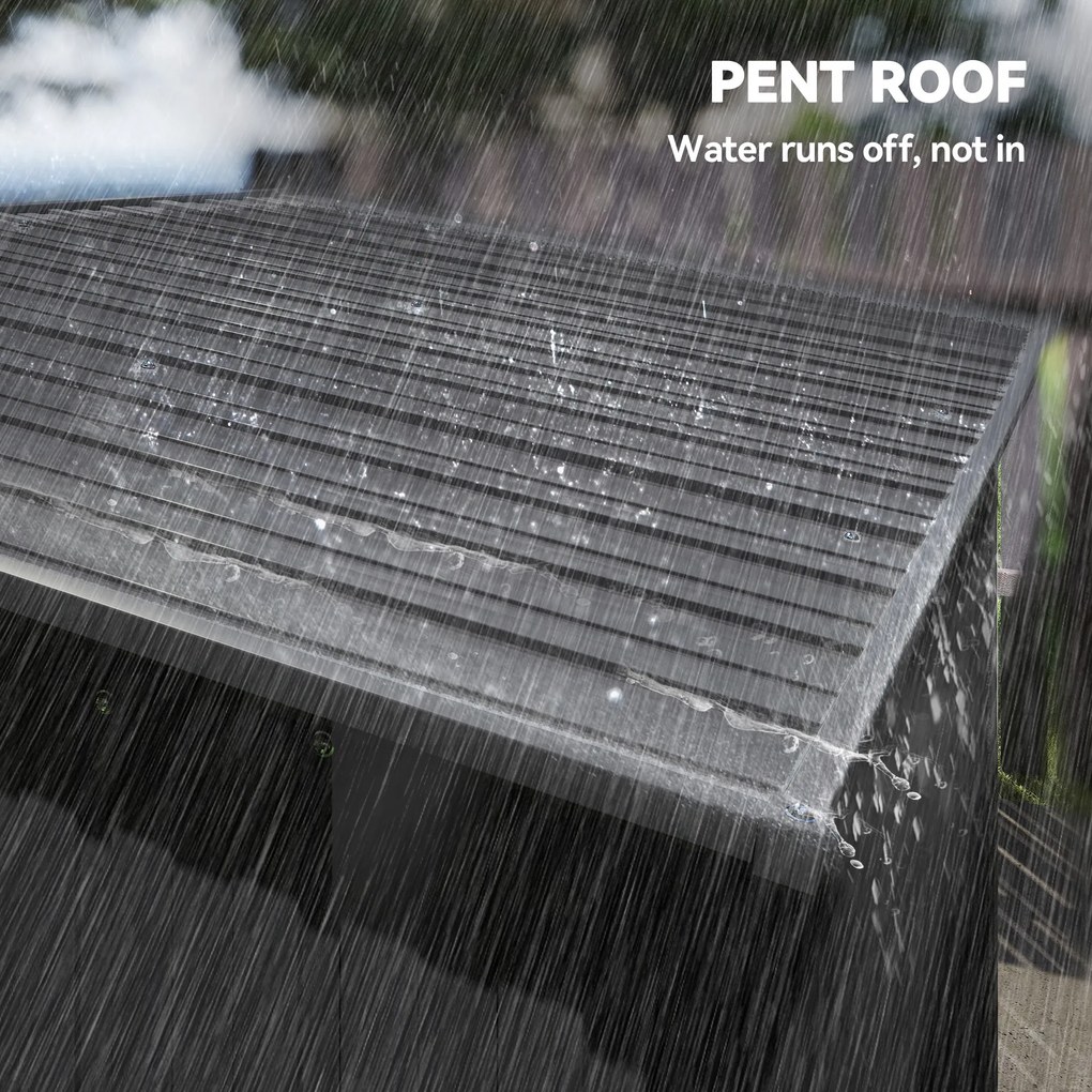 Outsunny Metalowy domek ogrodowy 1,37 m², schowek z łatwym montażem, dach jednospadowy, drzwi przesuwne, wentylacja, rękawice | Aosom PL