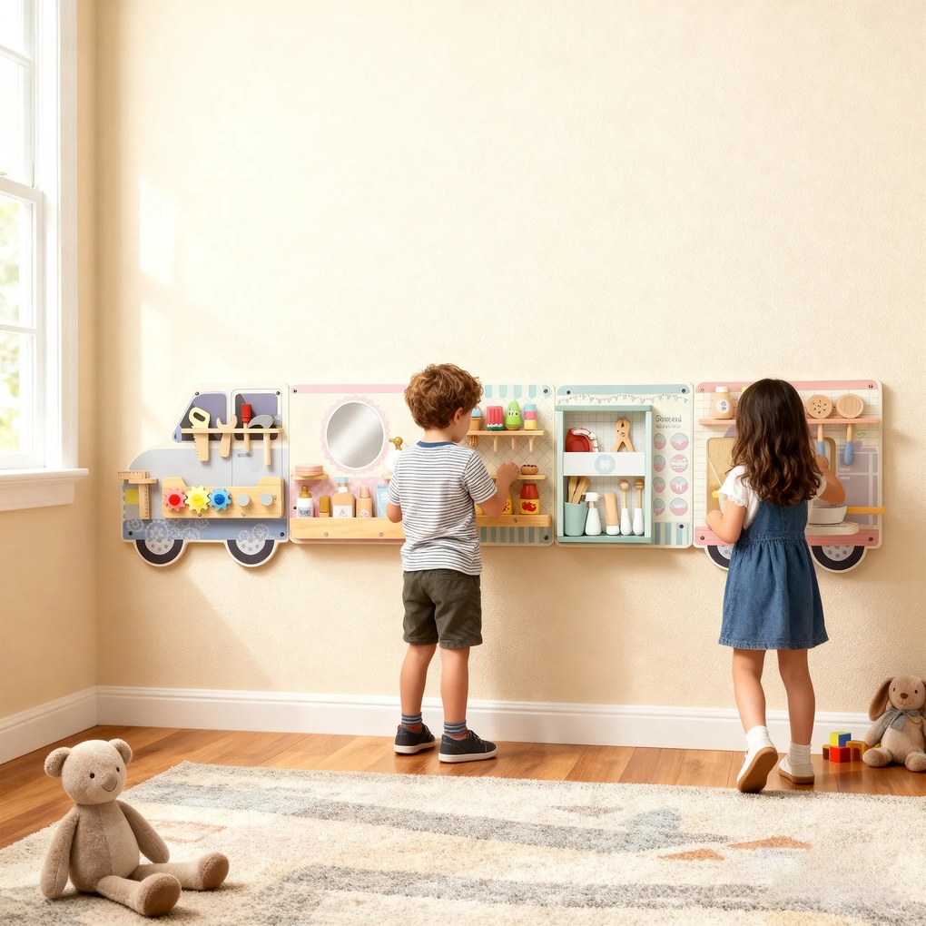 AIYAPLAY Tablica sensoryczna Montessori w kształcie ciężarówki, od 3 lat | Aosom PL