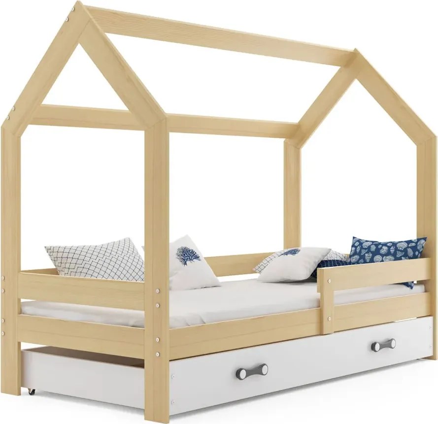 Sosnowe łóżko domek do pokoju dziecięcego 80x160 M3-R50