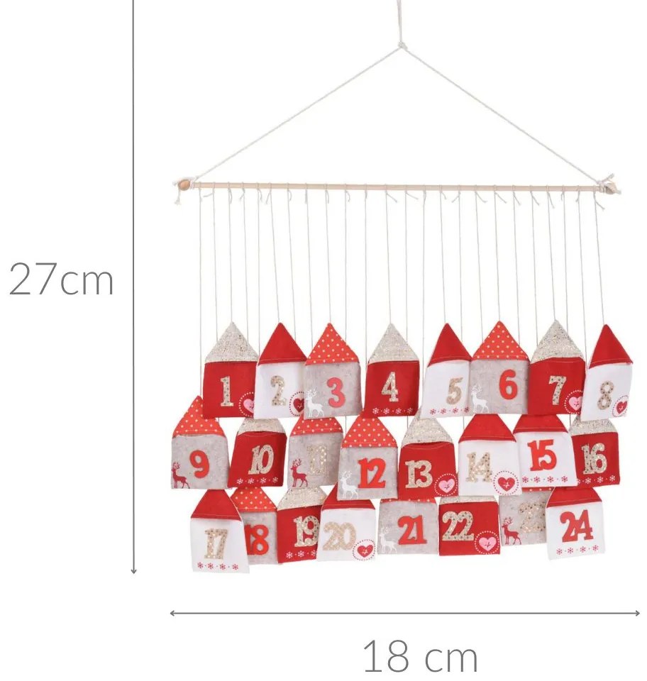 Kalendarz adwentowy DOMKI, 70 x 60 cm