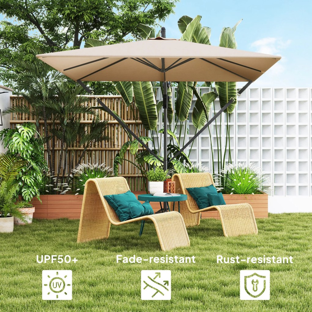 Outsunny Parasol ogrodowy Ø260 cm wodoodporny z ochroną UV 50 khaki do ogrodu i tarasu | Aosom PL