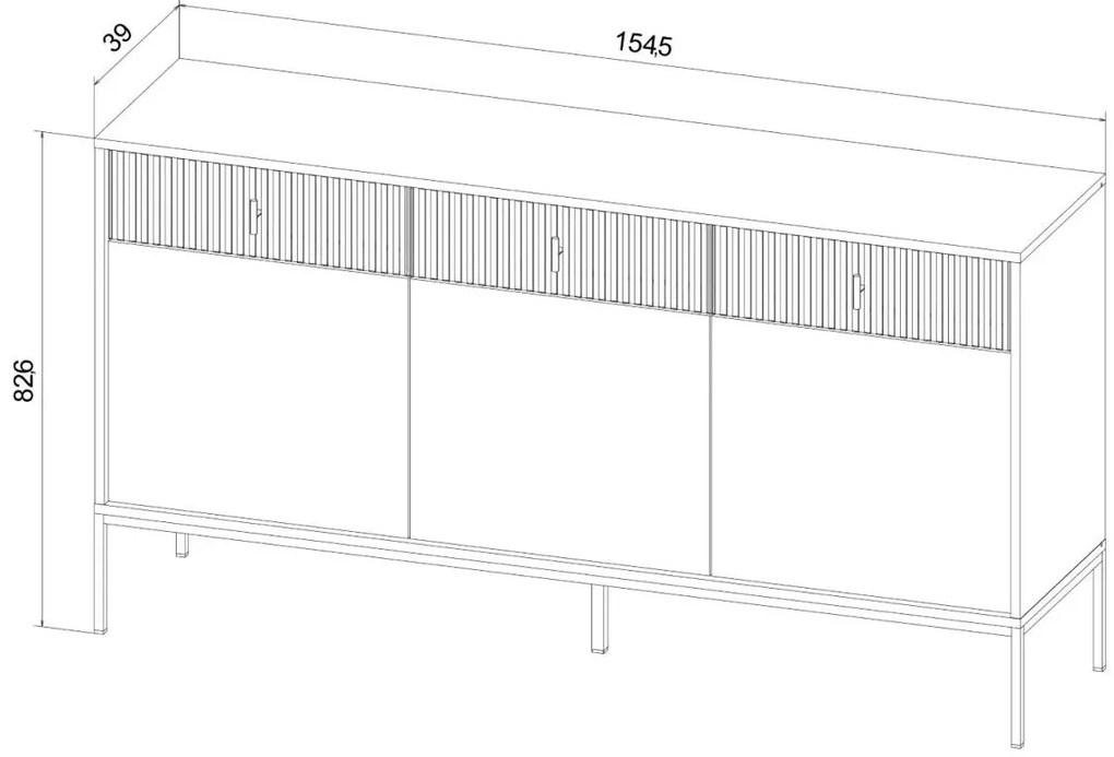 Komoda MAGGIORE 3D3S 154 czarna mat WIPMEB