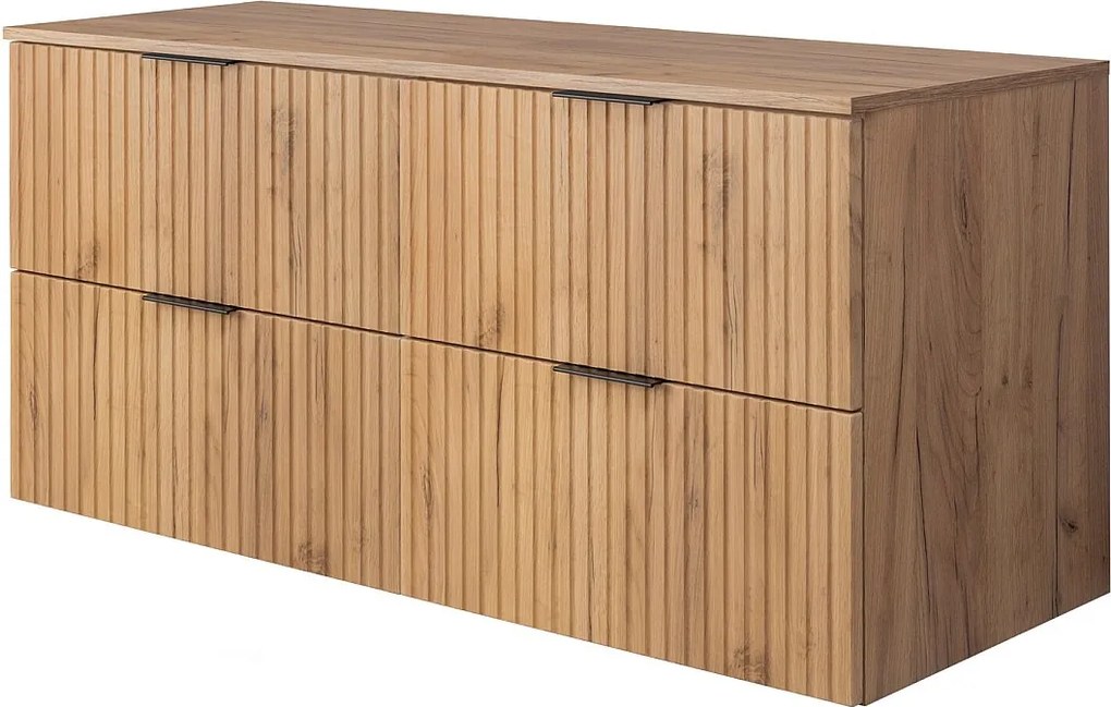 Szafka pod umywalkę, Dąb Craft, 120 ( 2 x 60) x 57 x 46 cm, uchwyt czarny + Blat