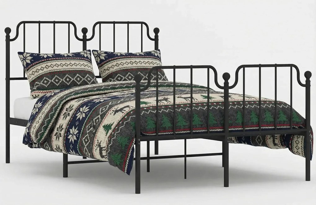 Czarne metalowe łóżko małżeńskie 140x200cm K0-K88