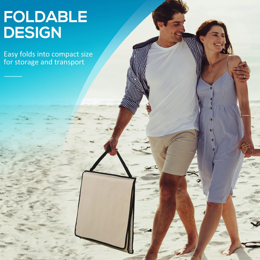 Outsunny Leżak plażowy, składany, regulowane oparcie, boczna kieszeń, miękko wyściełany, stalowy stelaż, Beżowy, 142x51x40cm