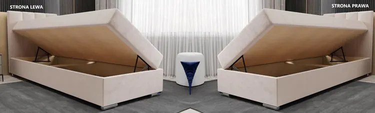 Welurowe łóżko z pionowo pikowanym zagłówkiem 90x200 R0-M52