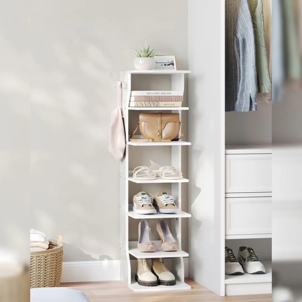 Półka na buty CINDY, 6 poziomów, 30x26,4x110,4 cm, biała Vasagle