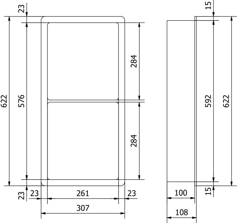 Mexen X-Wall-K półka wnękowa z konglomeratu 62,2 x 30,7 cm, biała - 1900623010
