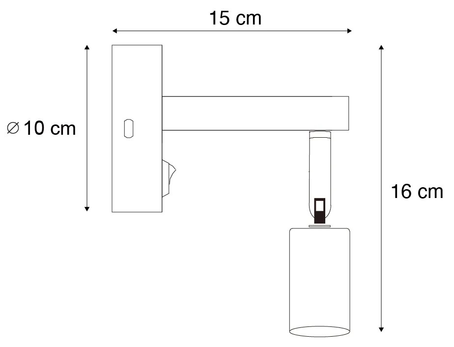 Nowoczesny stalowy Kinkiet / Lampa scienna z USB-C z możliwością regulacji - Rex Nowoczesny Oswietlenie wewnetrzne