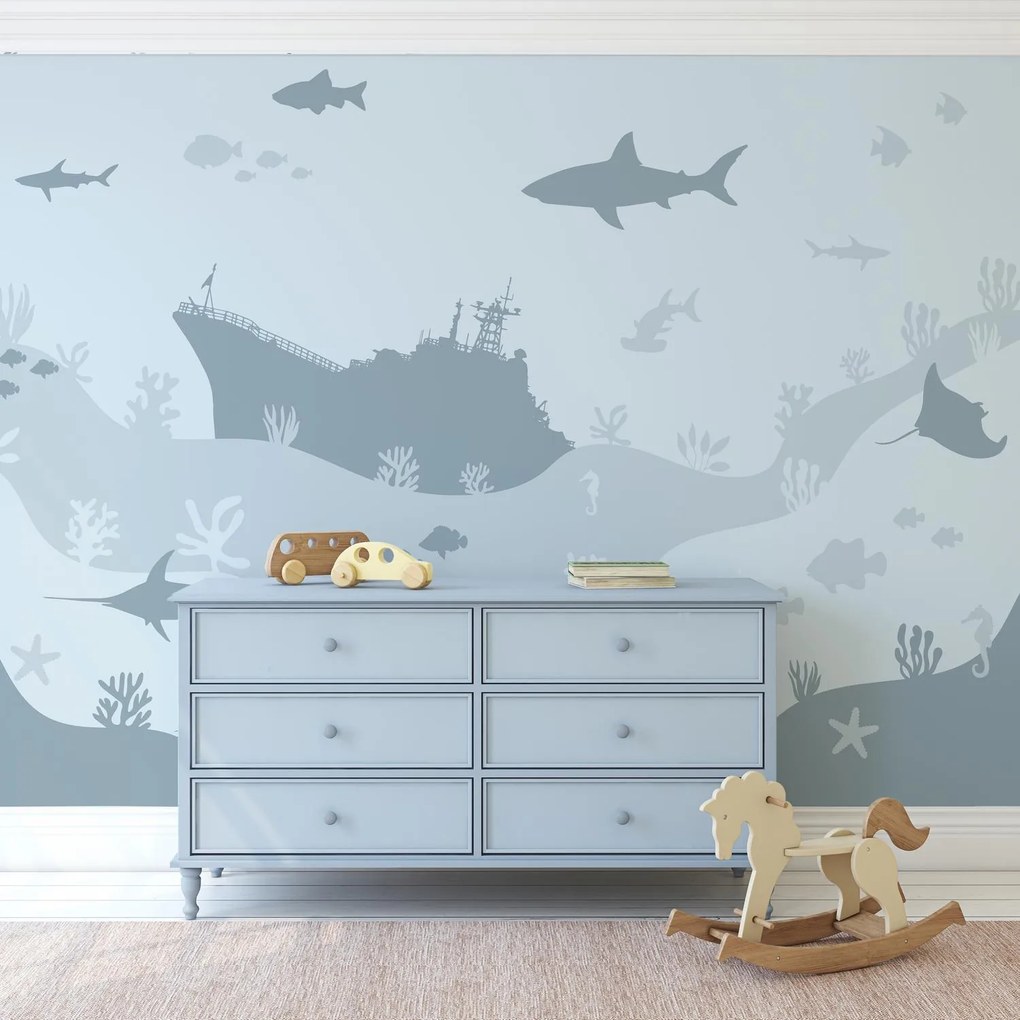 Fototapeta - Sea World, niebieski (196x136 cm)