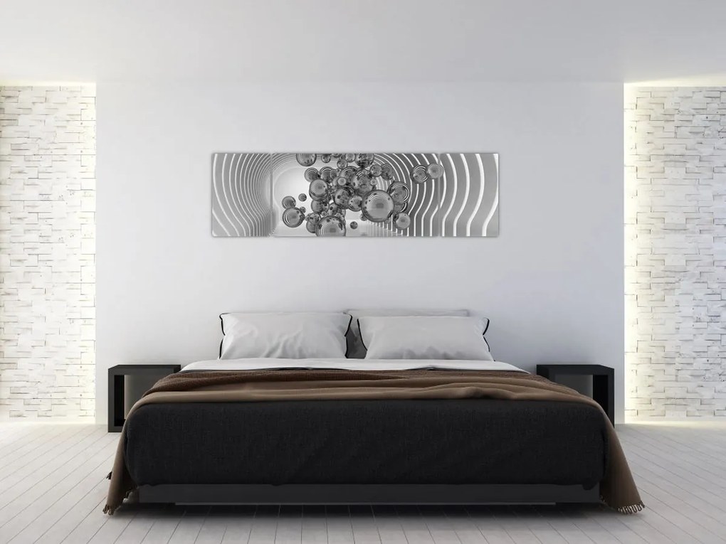 Obraz - Czarno-białe bąbelki (170x50 cm)