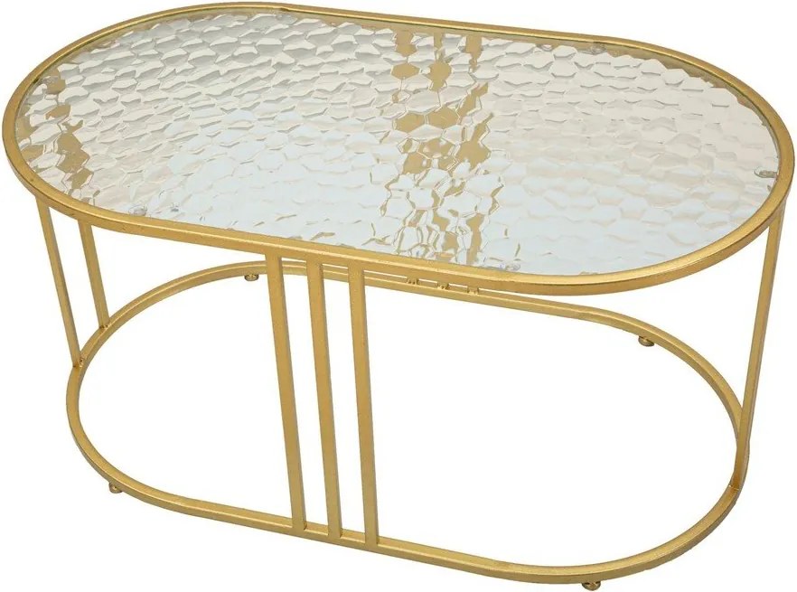 Stolik w biało-złotym kolorze ze szklanym blatem 50x90 cm Antalia – Mauro Ferretti