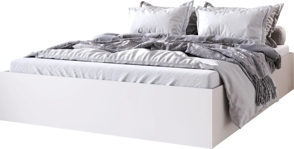Białe łóżko dwuosobowe z materacem 160x200 W1-N09