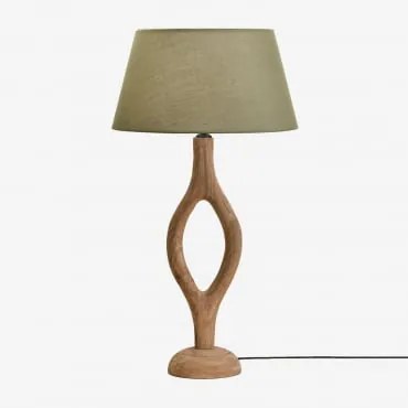 Lampa Stołowa Z Drewna Mango Gracia Drewno Mango & Sage Green Ø40 Cm Monaco - Sklum