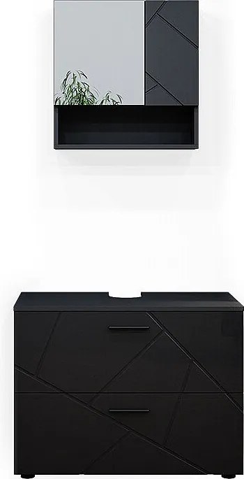 Zestaw mebli łazienkowych antracyt wysoki połysk 80x41x58.6 irma