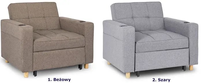 Beżowy rozkładany fotel z podnóżkiem amerykanka S4-E13