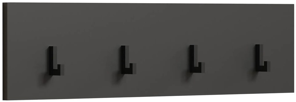 Prosty wieszak ścienny z 4 haczykami do przedpokoju grafit W8-Z94