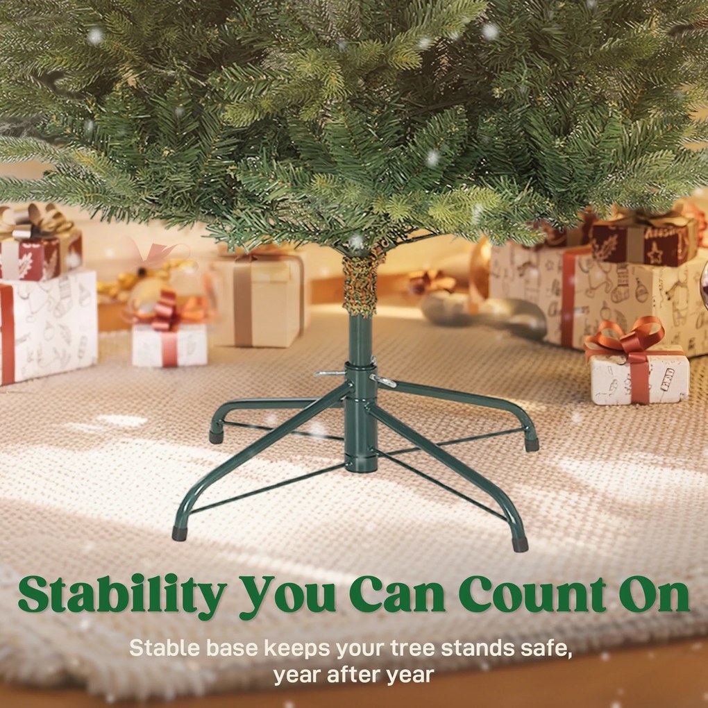 HOMCOM Sztuczna choinka z realistycznymi gałęziami, jodła, metalowy stojak, łatwy montaż, zielona | Aosom PL