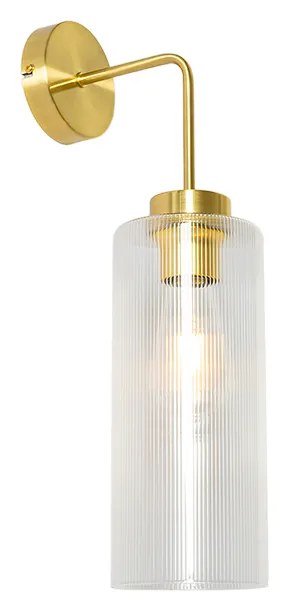Lampa ścienna art deco złota ze szkłem - Laura ArtDeco Oswietlenie wewnetrzne