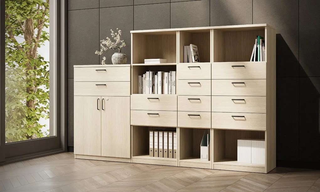 Regał biurowy EASY SPACE CABINET HO 5-OH 80cm kaszmirowy zamykany NOWY STYL