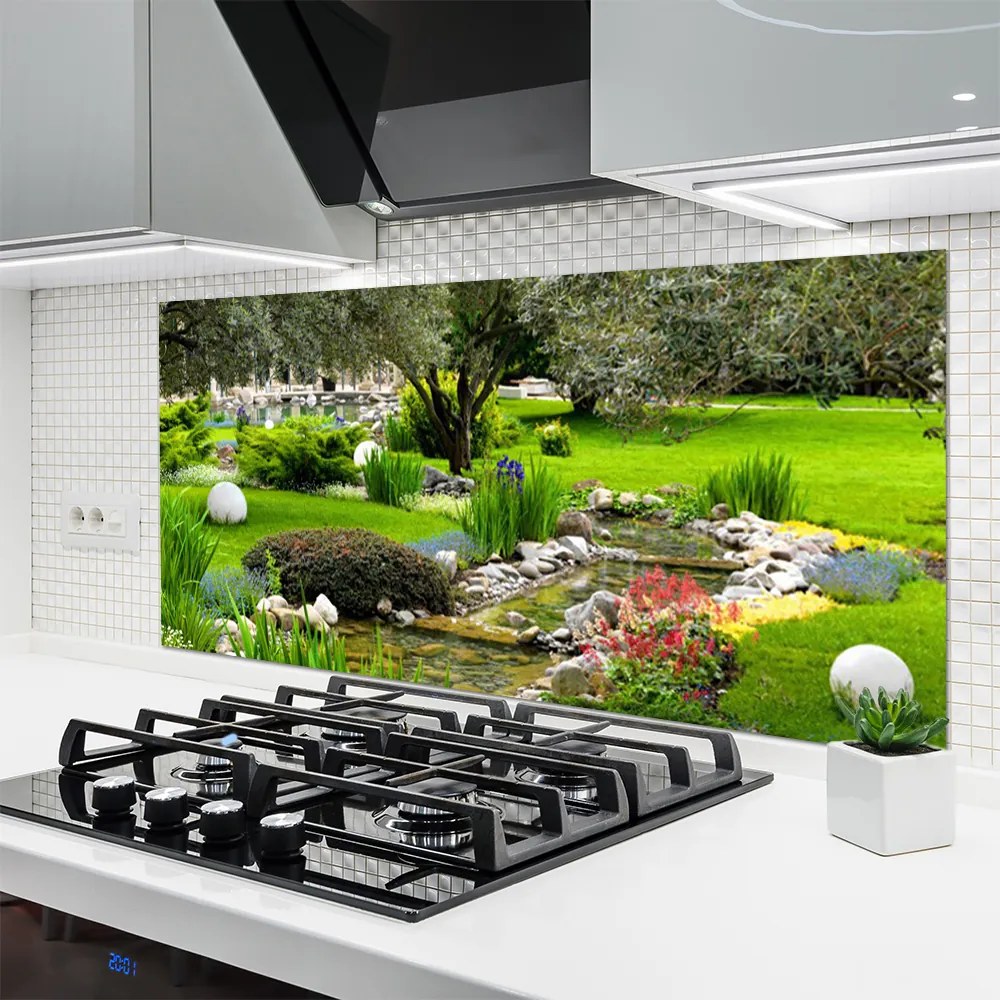 Szkło do Kuchni na Ścianę Kwitnący Ogród Marzeń