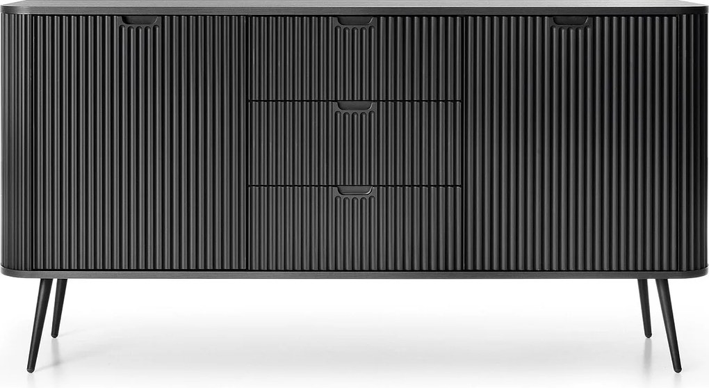 Komoda czarna, nogi: czarne, 168 x 87 x 39 cm