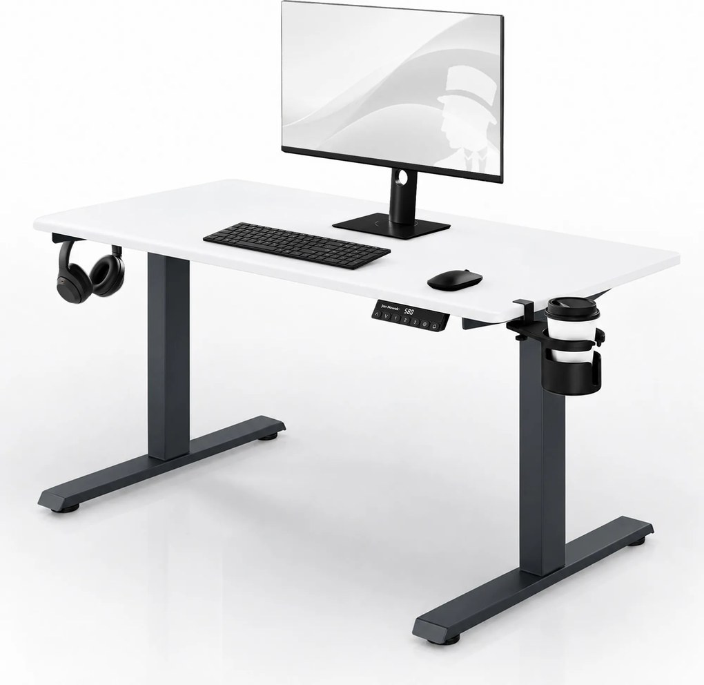 Biurko elektryczne z regulacją wysokości ergonomiczne antracytowo-białe, 1200x600 mm: ARIA